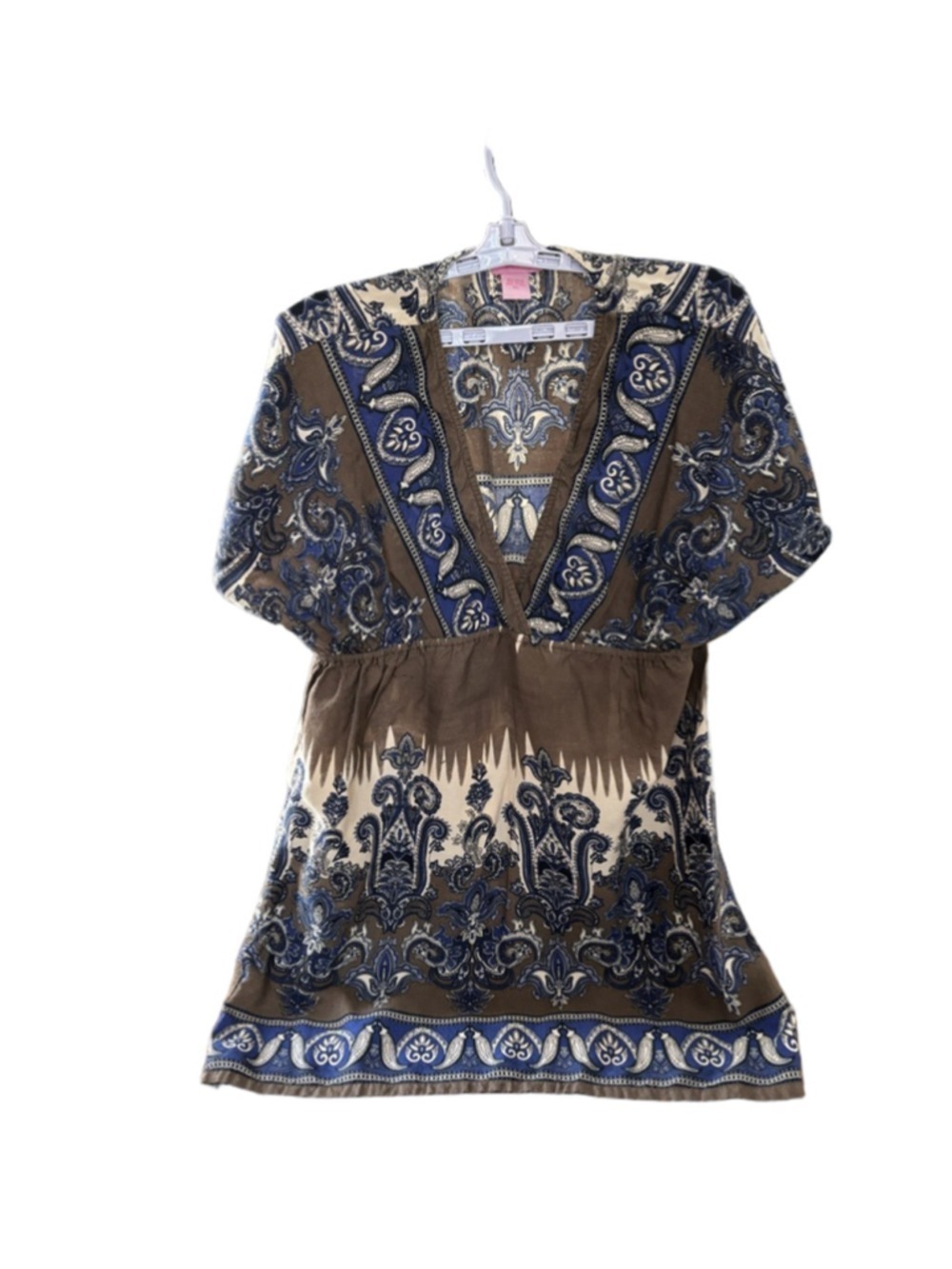 Women's SHE'S COOL Tunic XL Brown Blue Paisley